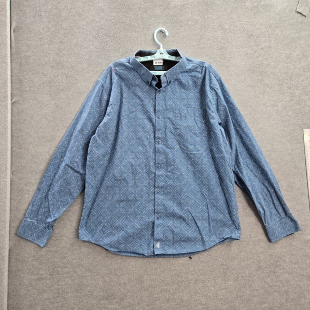 Cody James Men Button Up Shirt L Blue Geometric Western Long Sleeve Collar